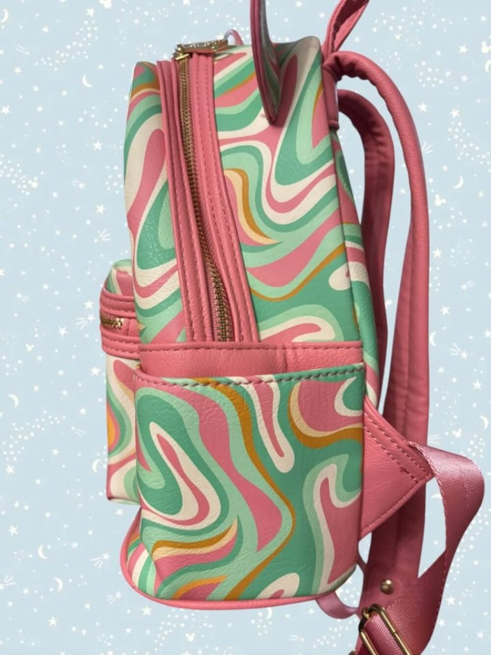 Loungefly Disney Parks Mickey Mouse Ear Swirl Mini Backpack - Picture 3 of 8